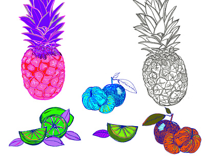 Citrus Fruit animation artwork black amd white branding drawings fruit icon illustration images labels logo pattern pineapple wallpaper design