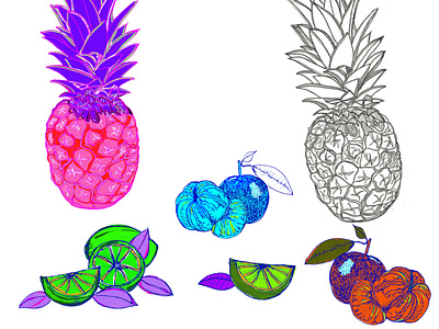 Citrus Fruit animation artwork black amd white branding drawings fruit icon illustration images labels logo pattern pineapple wallpaper design