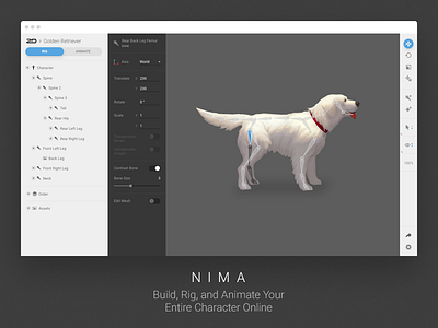 Nima by 2D 2d character character design css dog game game design html tool webgl