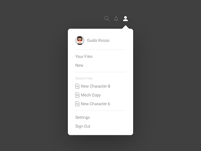 Account Menu account menu nav navigation profile rows