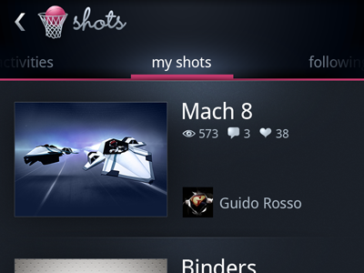 Downtown Shots List android app dribbble mobile