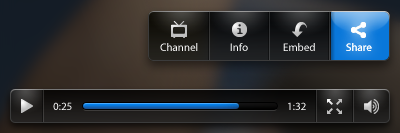 Video Player Controls video player video player controls play fullscreen volume channel info embed share