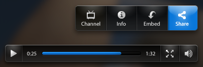 Video Player Controls channel controls embed fullscreen info play player share video video player volume