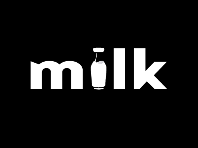 Milk Flat bw identity logo milk