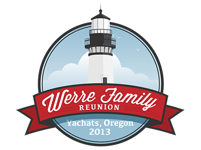 Werre Family Reunion Logo Small White banner circle clouds coast lighthouse logo