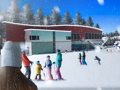 Ski Lodge 3d modeling design illustration photoshop rendering