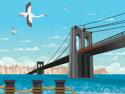 New York Brooklyn - Nueva York adobe aftereffects animación animation bridge design flat illustration illustrator landscape mexico newyork newyorkcity