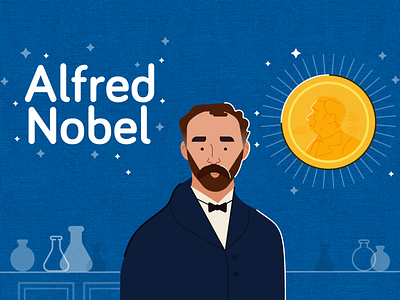 Alfred Nobel aftereffects animación animation design flat illustration illustrator mexico minimal moview