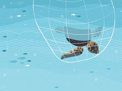 Turtle aftereffects animación animation design fish flat illustration illustrator sea stuck turtle