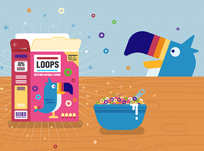 Loops bird breakfast cereal food healthyfood kelloggs loops milk toucan