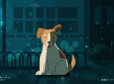 Laika animación animation dog laika lights night space street