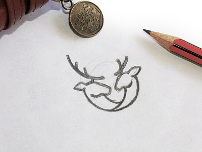 Deer Mark Sketch animal brand bridal deer draft line logo mark pencil process sketch wedding