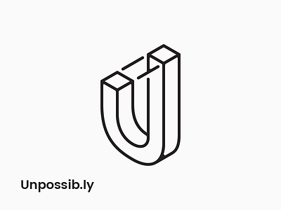 Unpossibly U escher illusion isometric line logo mark minimal mono optical perspective simple