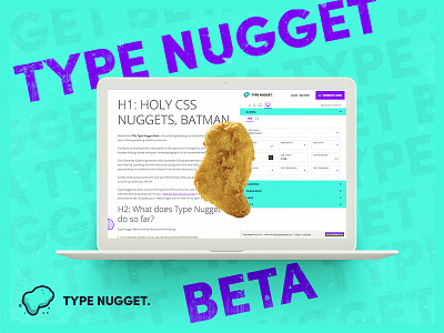 Type Nugget Beta Announcement ad beta css font interface laptop mockup nugget presentation type typography web