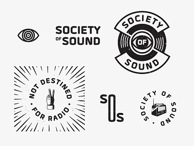 Society of Sound Elements branding elements exploration eye logo mark mono moodboard music radio record texture