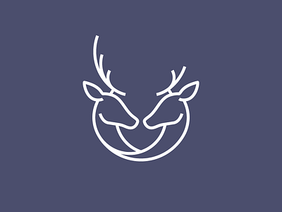 Deer Mark — Hitched animal antler brand bridal deer line logo mark minimal monoline stag wedding
