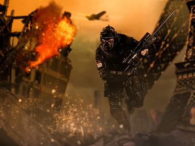 Warzone : The Rise of Eagle art design digital imaging digitalart explosion fire photoshop sniper soldier war