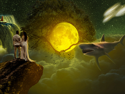 Whole New World art design digital imaging digitalart fantasy happiness happy husband moon shark whole wholenewworld wife