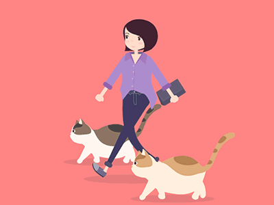 walking with my cats animated animation gif illustration walking