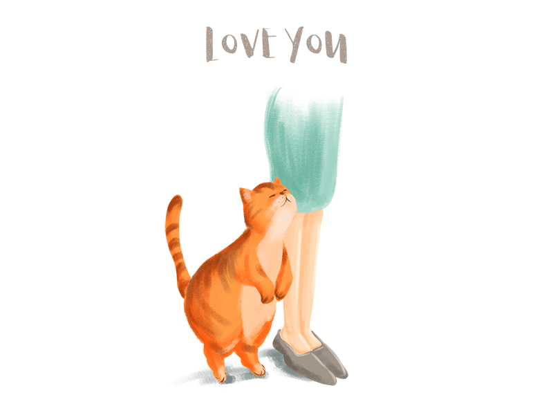 Loveyou animation cat gif illustration love