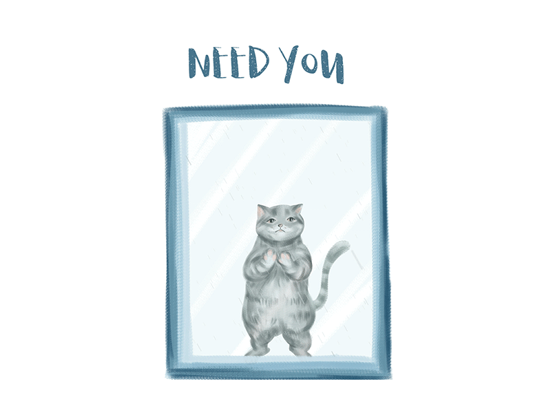 Needyou animation cat gif illustration love
