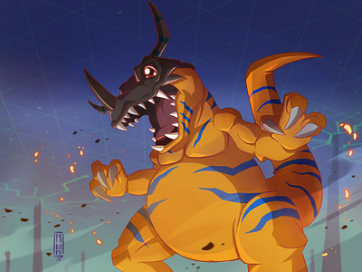 Digimon adventure fan art - Greymon
