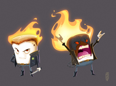 Marshmellow on fire - Character design challenge art character design characterdesign concept art illustration migueru
