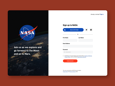 NASA Sign up