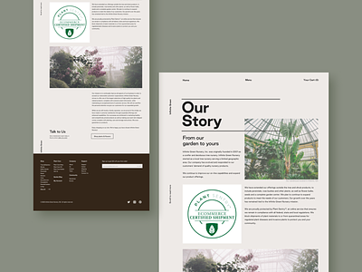 Our Story Page about us about us page aboutus branding design ecommerce ecommerce design ecommerce shop garden minimal modern nursery online shop online store our story plants ui ux webdesign website design
