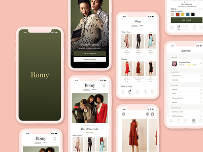 Romy Shopping App branding clothing app design ecommerce ecommerce app ecommerce design ecommerce shop fashion app fashion brand minimal mobile mobile app mobile app design mobile design mobile ui shopping app shopping ui ui ux webdesign