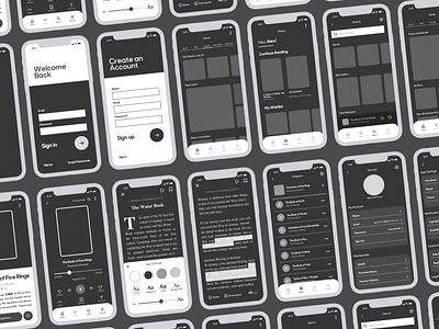 Audiobook Mobile App Wireframes android audible audiobook audiobook app design ios wireframe minimal mobile app mobile app design mobile app development mobile app wireframe mobile apps mobile ui ux mobile wireframe ui ux webdesign webdesigns wireframe wireframes