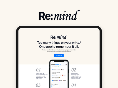 Re:mind - Reminder App Landing Page