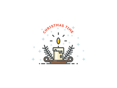 Christmas illust. candle line art merry christmas