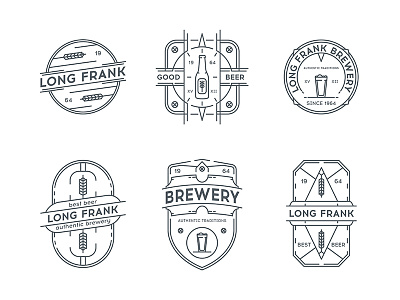 Brewery badges. badge beer brewery line art logo