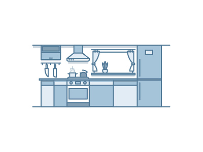 Kitchen interior design kitchen line art