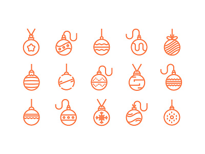 Christmas icons. Balls balls christmas line art