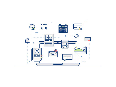 Work process icons line art