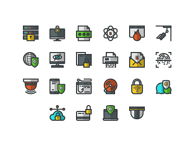 Cyber security cyber icons line art outline security