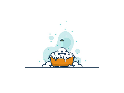 Shower bath foam icon illustration lineart shower water