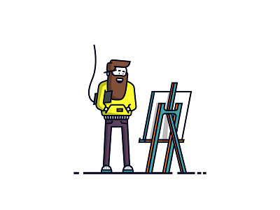 Graphic Designer beard dude easel graphic designer lineart man tablet