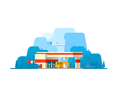 Little architecture#6 architecture car gas station house little mountains texture tree