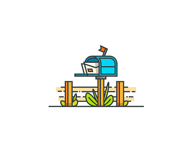 Mailbox grass icon illustration letter lineart mailbox