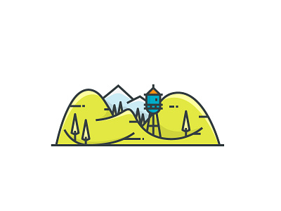 Landscape icon illustration landscape lineart littlearchitecture mountains