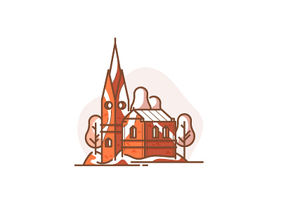 Little Architecture #39 architecture church house icon illustration littlearchitecture tree