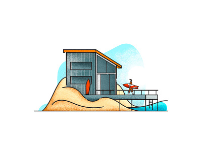 Little Architecture #44 architecture house icon illustration littlearchitecture sea surfer wave