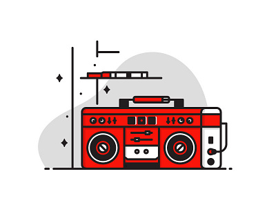 Boombox boombox design icon illustration lineart red