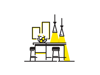 Kitchen design house icon illustration interior lineart