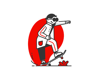 Skateboarder design illustration lineart man skateboarder