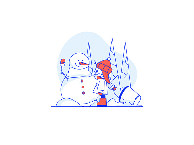 Christmas illustration #2 christmas design girl character illustration lineart snowman