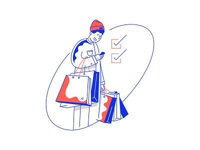 Christmas illustration #11 bags design illustration lineart man
